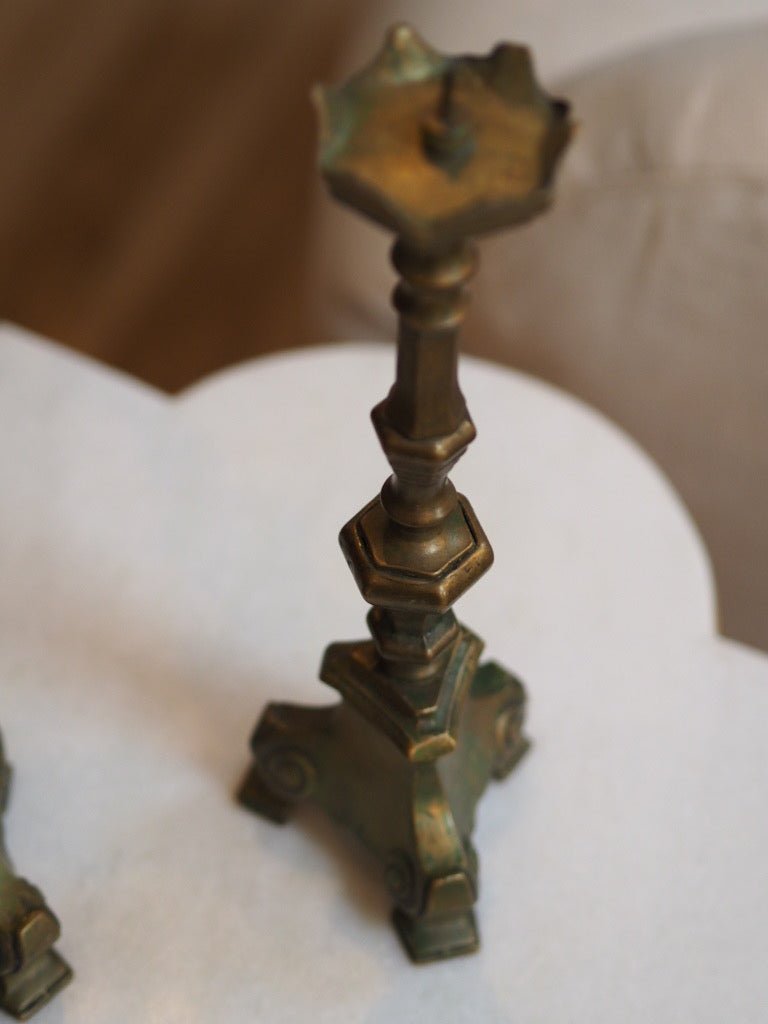 Heavy brass 20th century pair of candelabras - Natalia Willmott