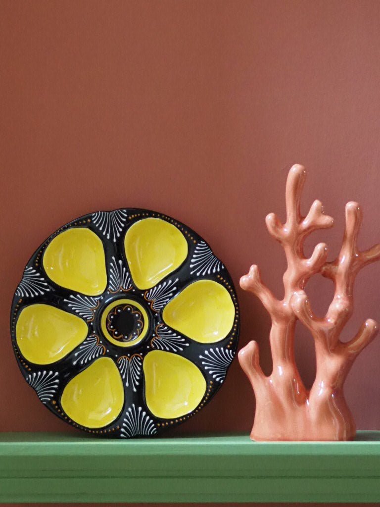 Henriot Quimper Oyster Plate – Hand - Painted Breton Faience in Sunshine Yellow - Natalia Willmott