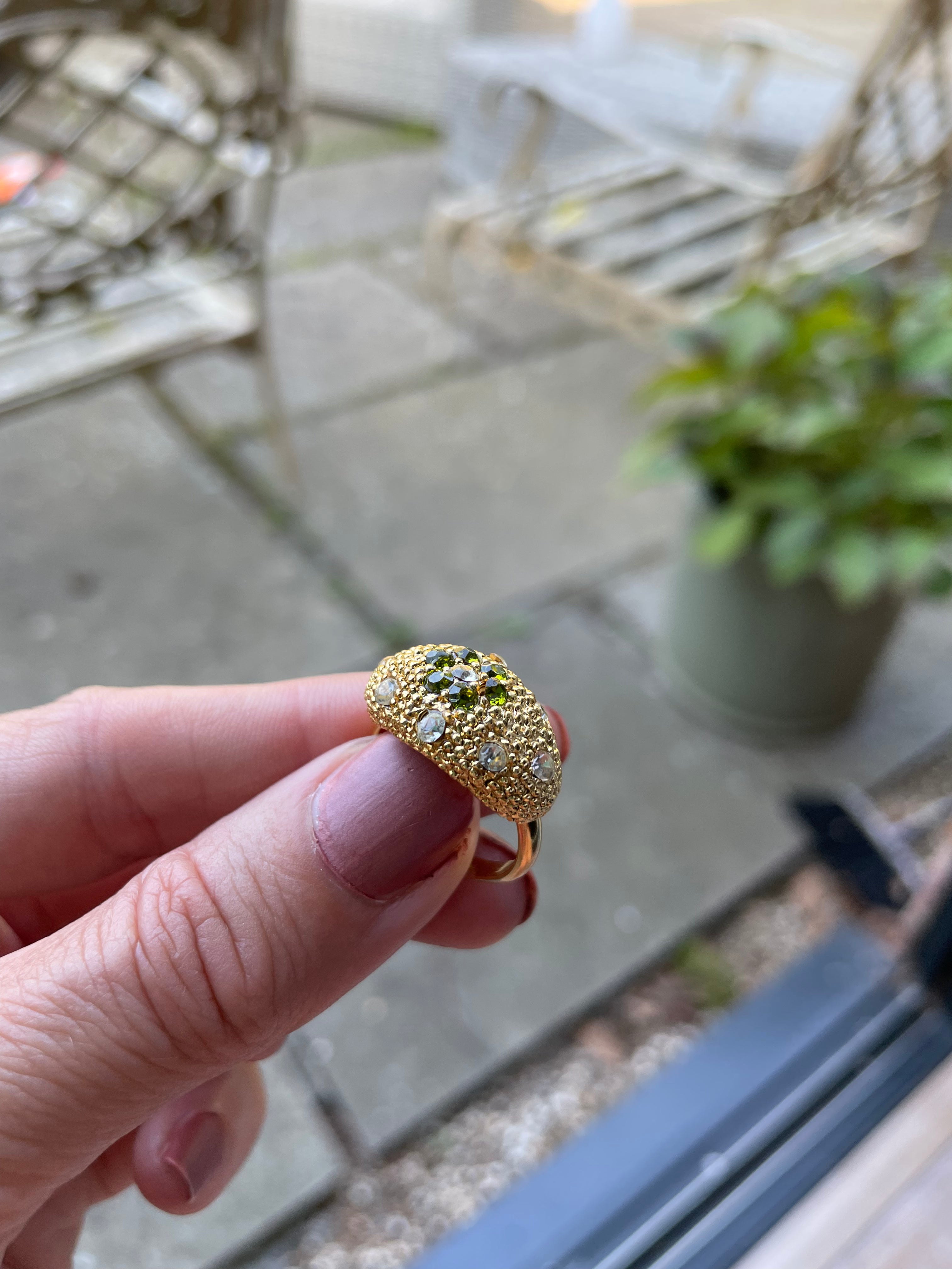 Adjustable vintage ring with green flower detail - Natalia Willmott