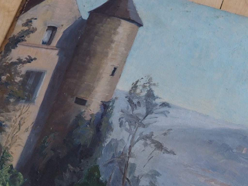 Landscape Oil Painting with Tower and Distant Town - Natalia Willmott