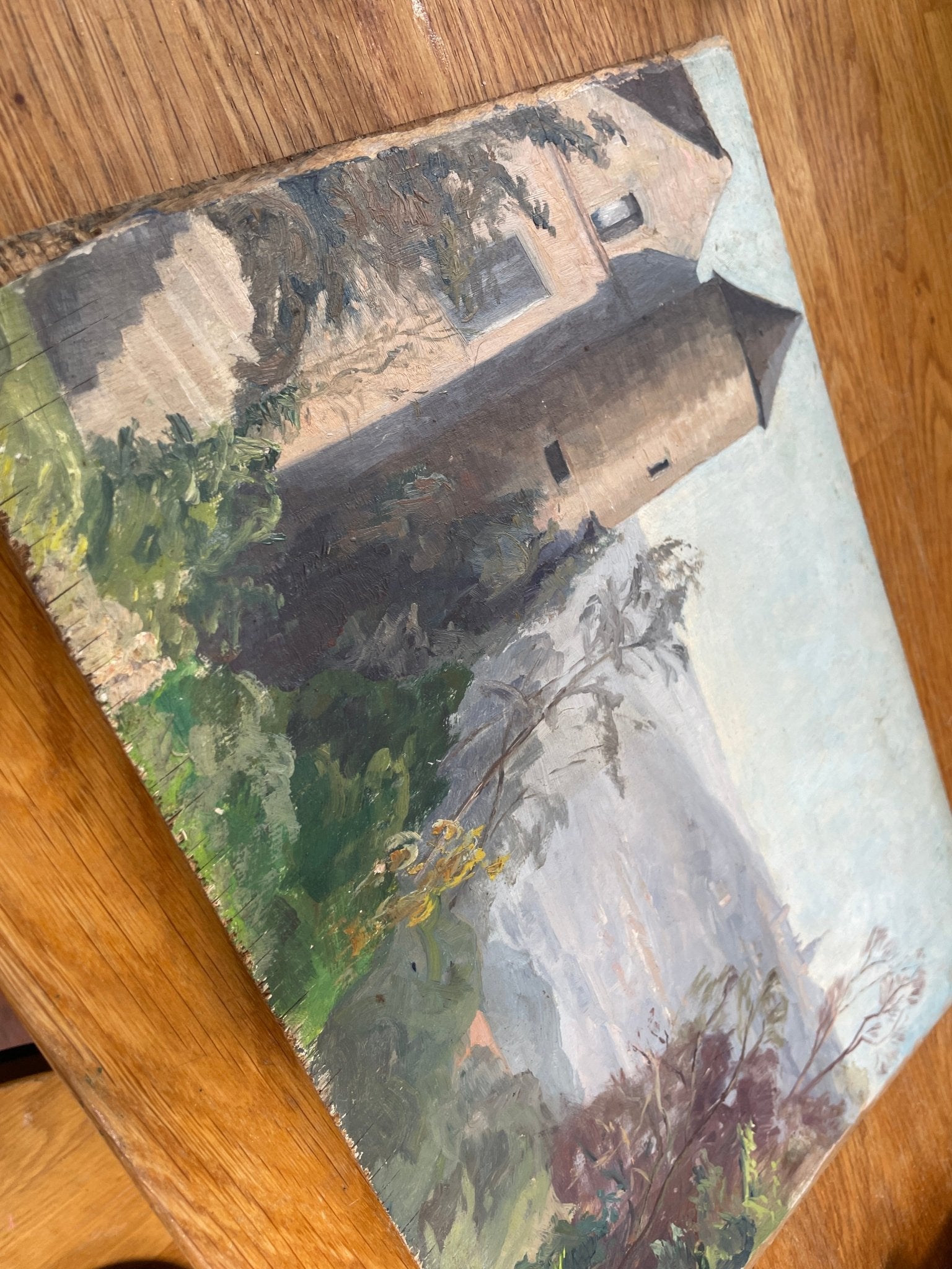 Landscape Oil Painting with Tower and Distant Town - Natalia Willmott