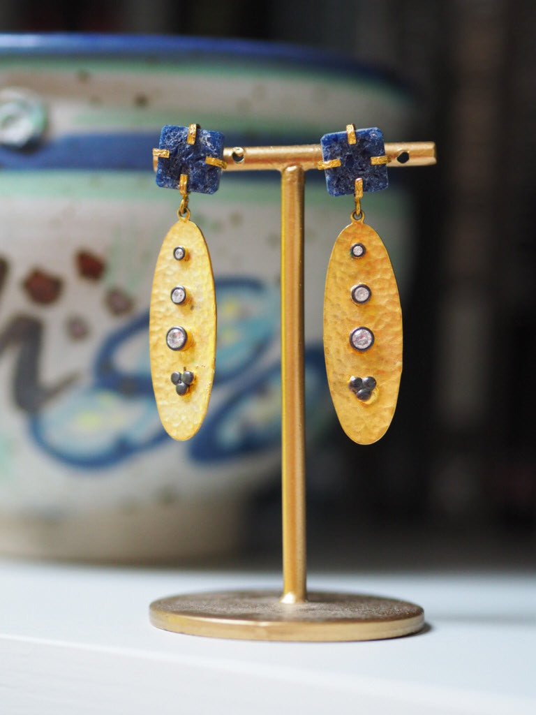 Lapis oval pendant earrings - Natalia Willmott