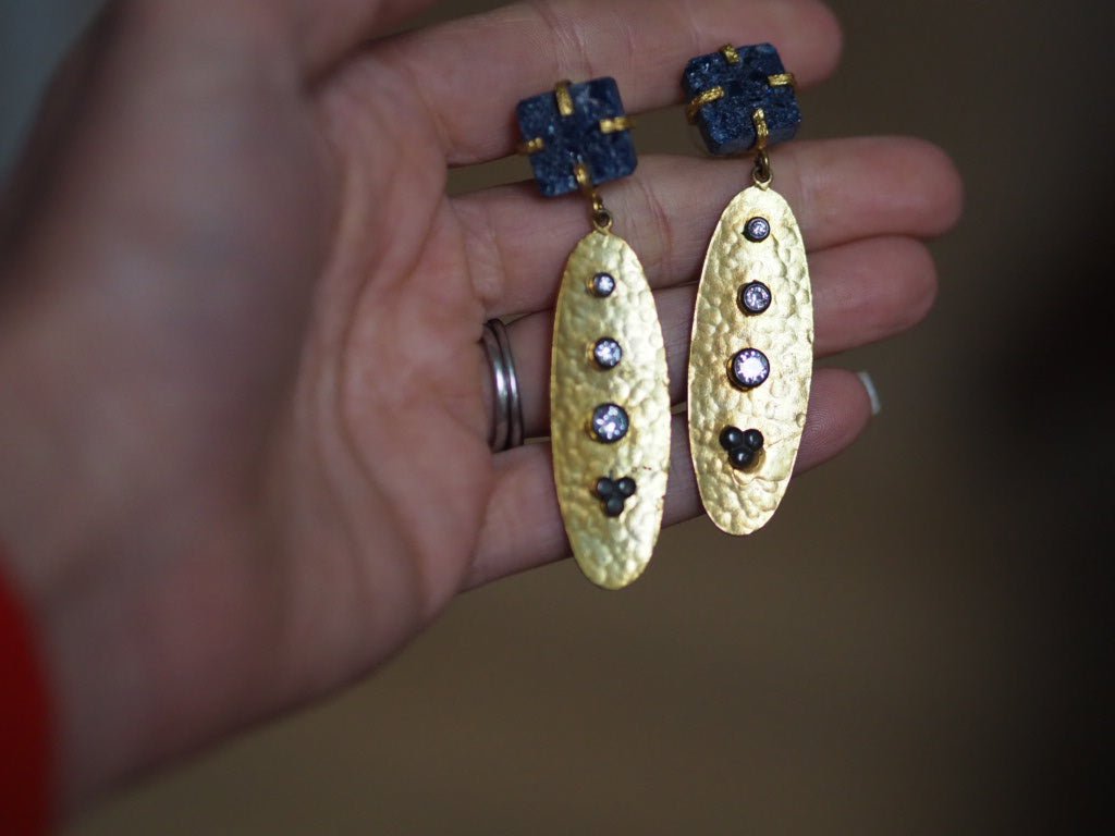Lapis oval pendant earrings - Natalia Willmott