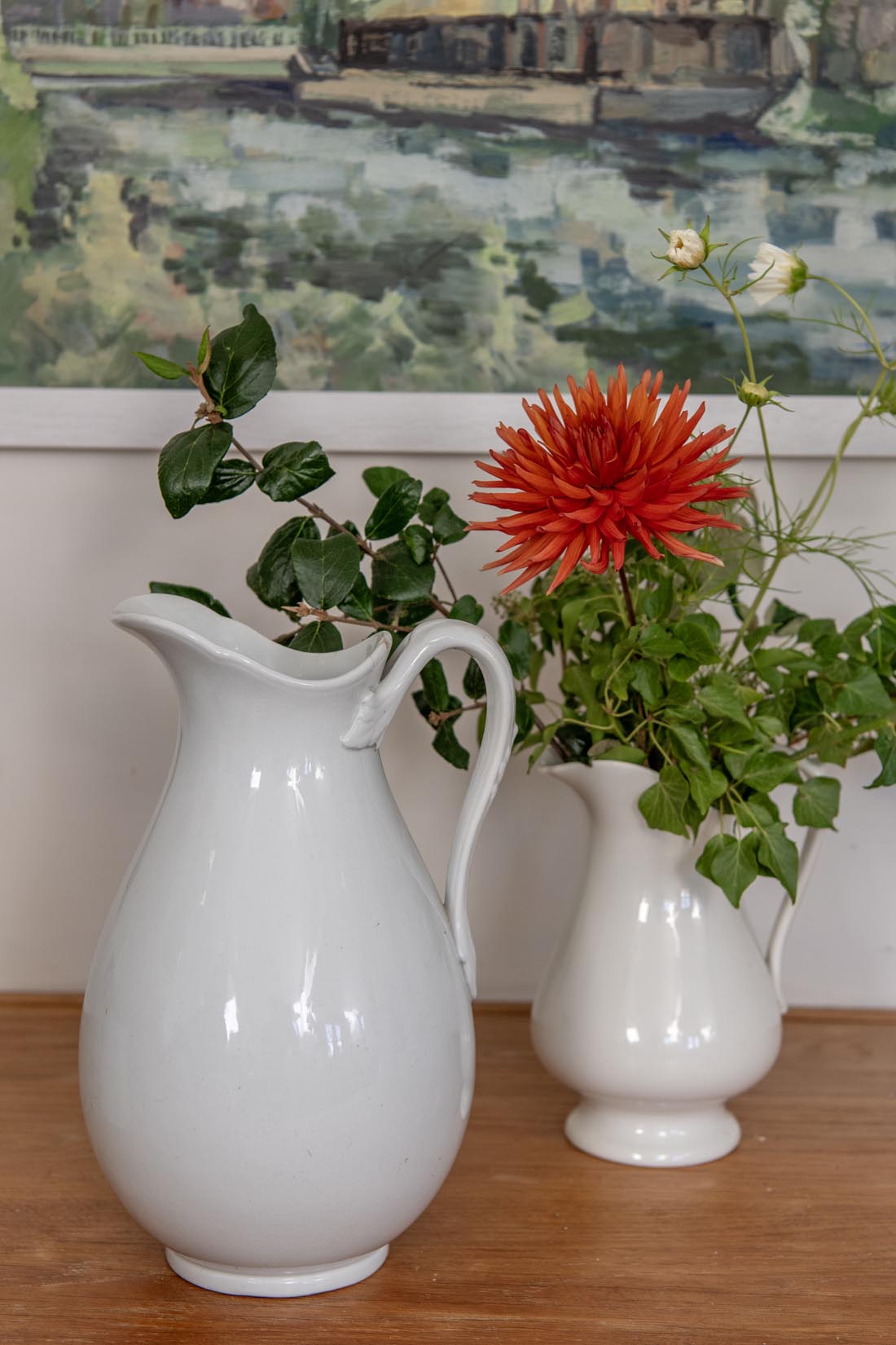 Large antique white ironstone Pitcher/Jug - Natalia Willmott