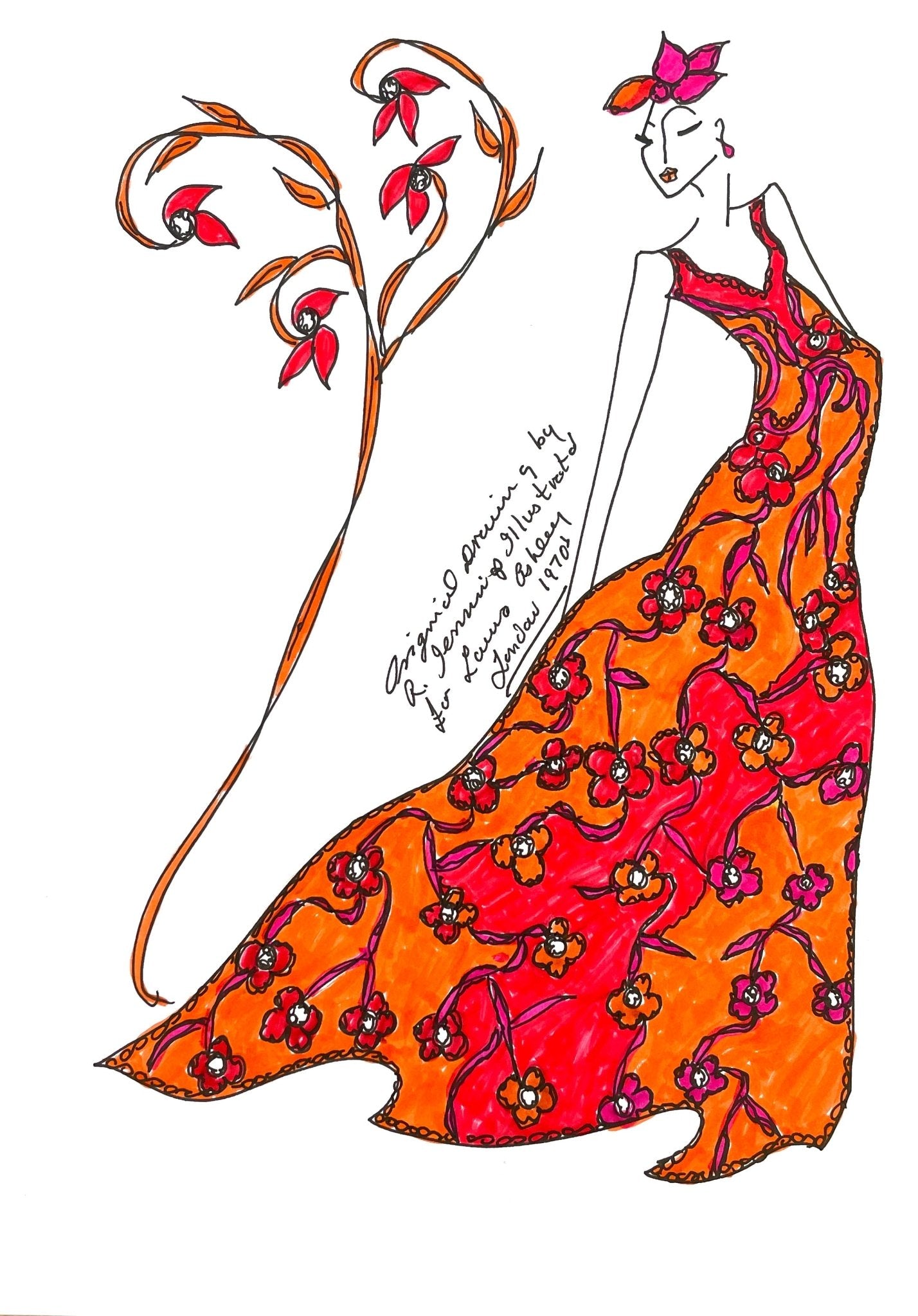 Laura Ashley vintage fashion drawings - Natalia Willmott