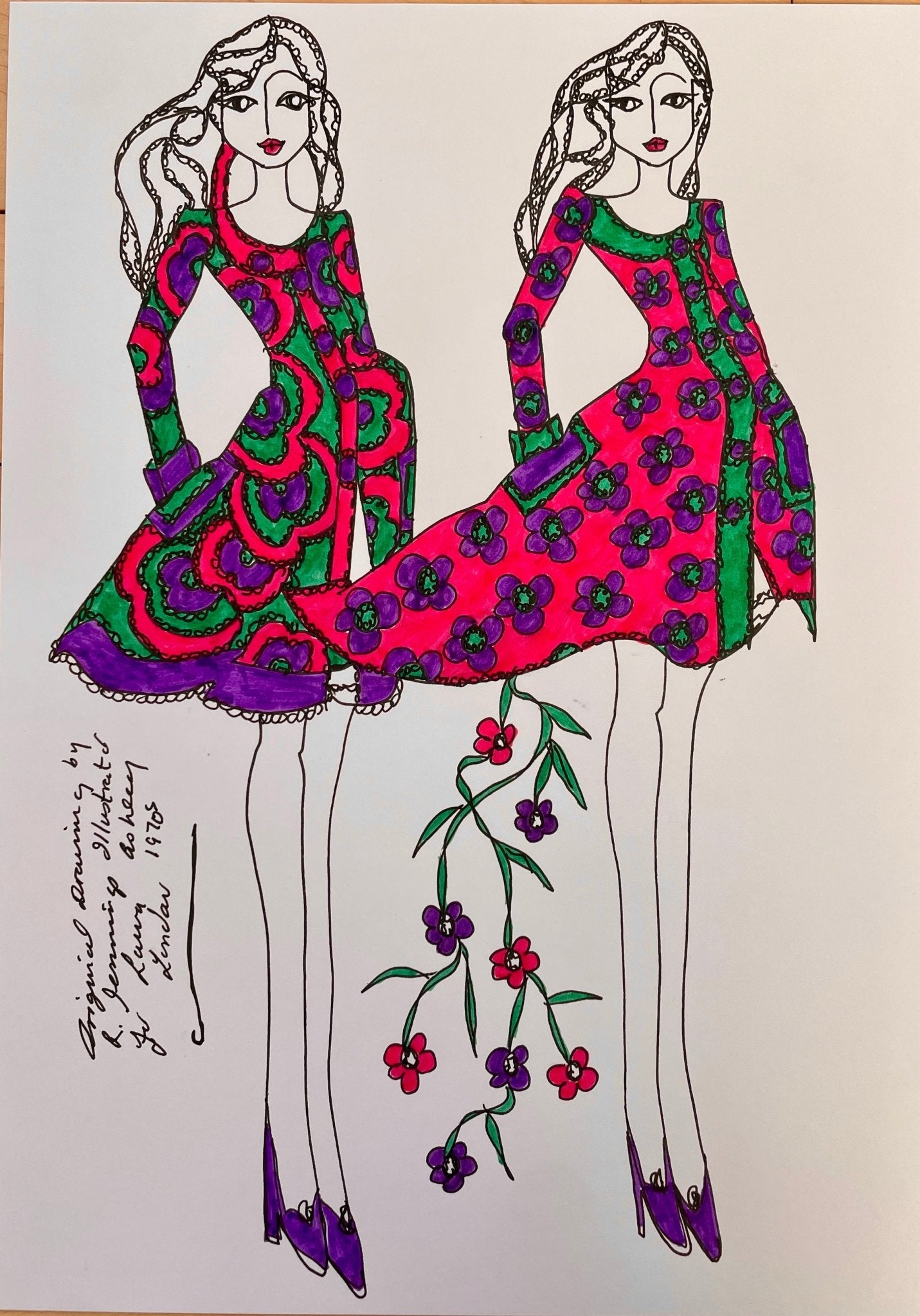 Laura Ashley vintage fashion drawings - Natalia Willmott