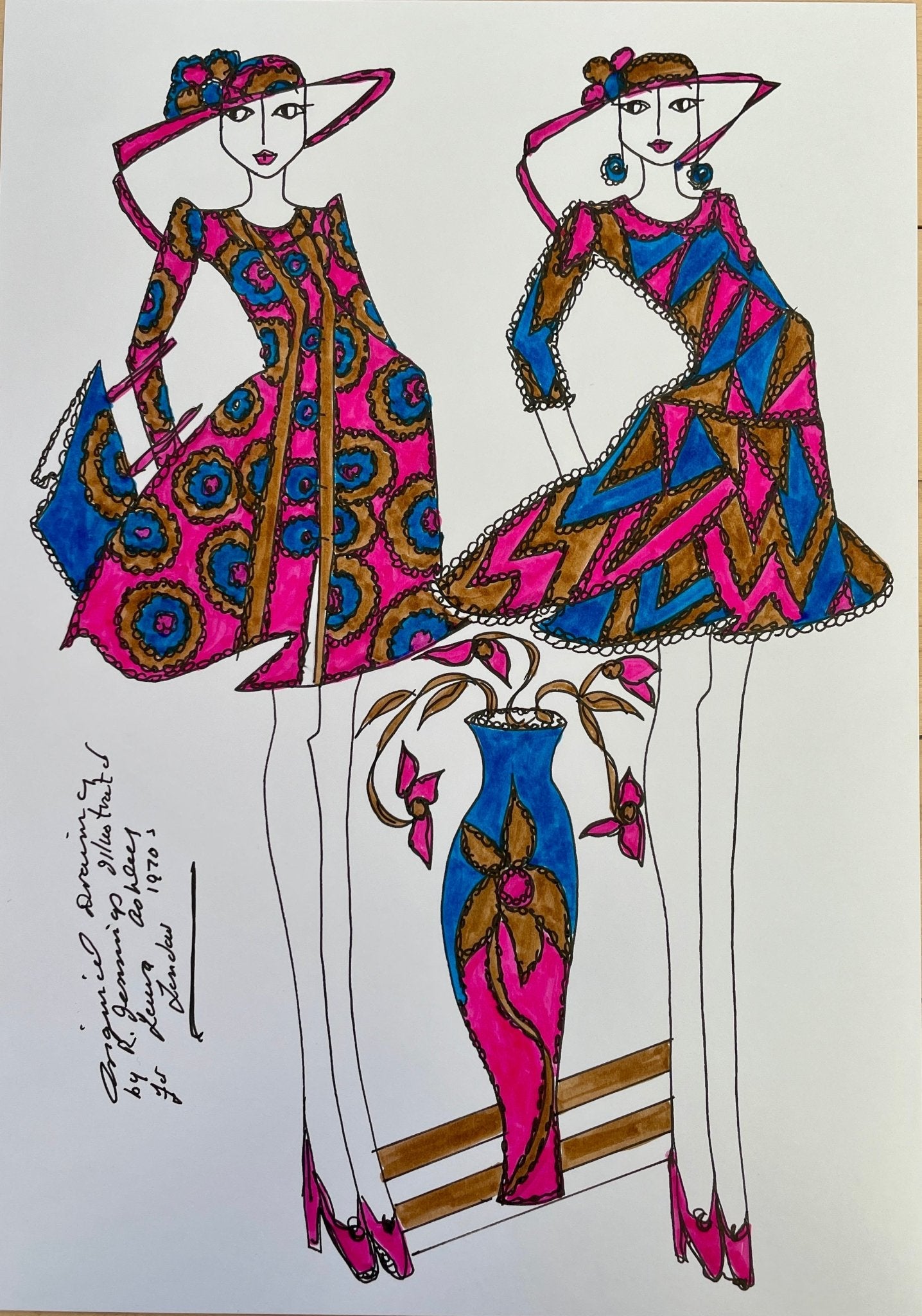Laura Ashley vintage fashion drawings - Natalia Willmott