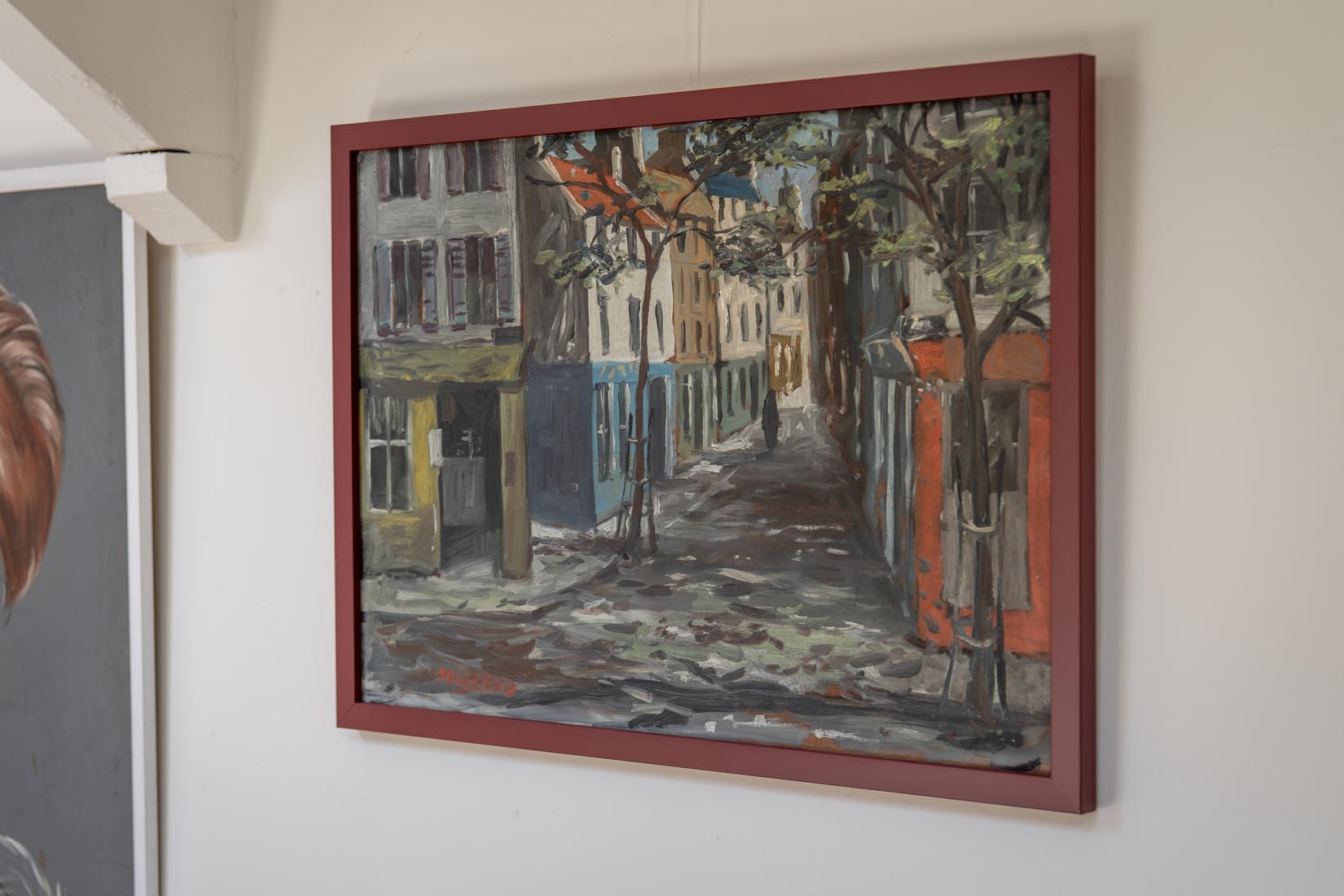 Lonely figure in a street by McLeod vintage oil painting - Natalia Willmott
