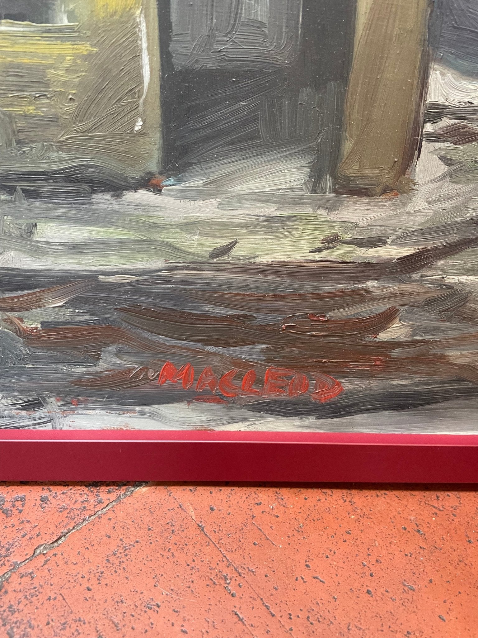 Lonely figure in a street by McLeod vintage oil painting - Natalia Willmott