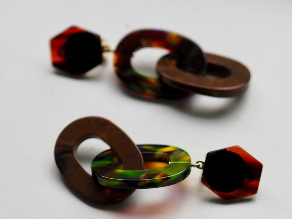 Marble links clip on earrings - Natalia Willmott