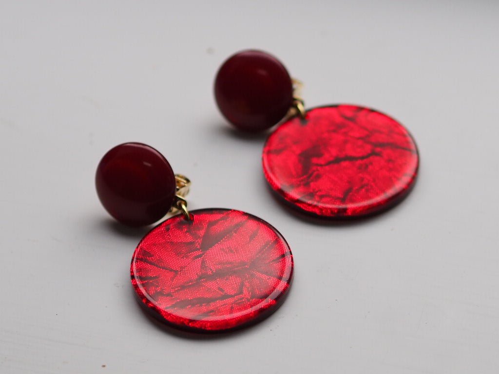 mini glitter red round clip on earrings - Natalia Willmott