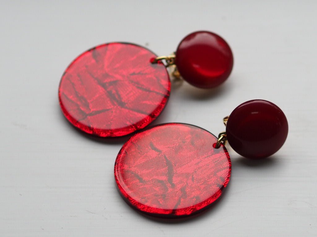 mini glitter red round clip on earrings - Natalia Willmott