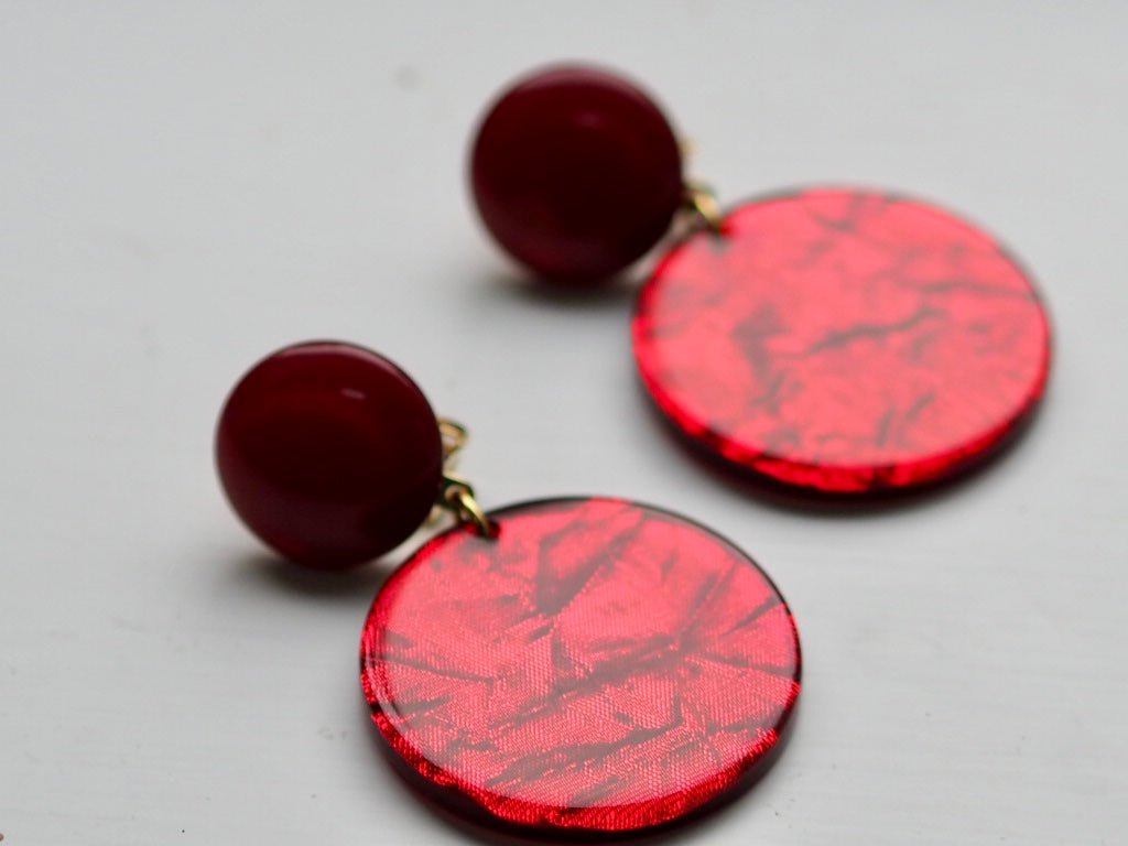 mini glitter red round clip on earrings - Natalia Willmott