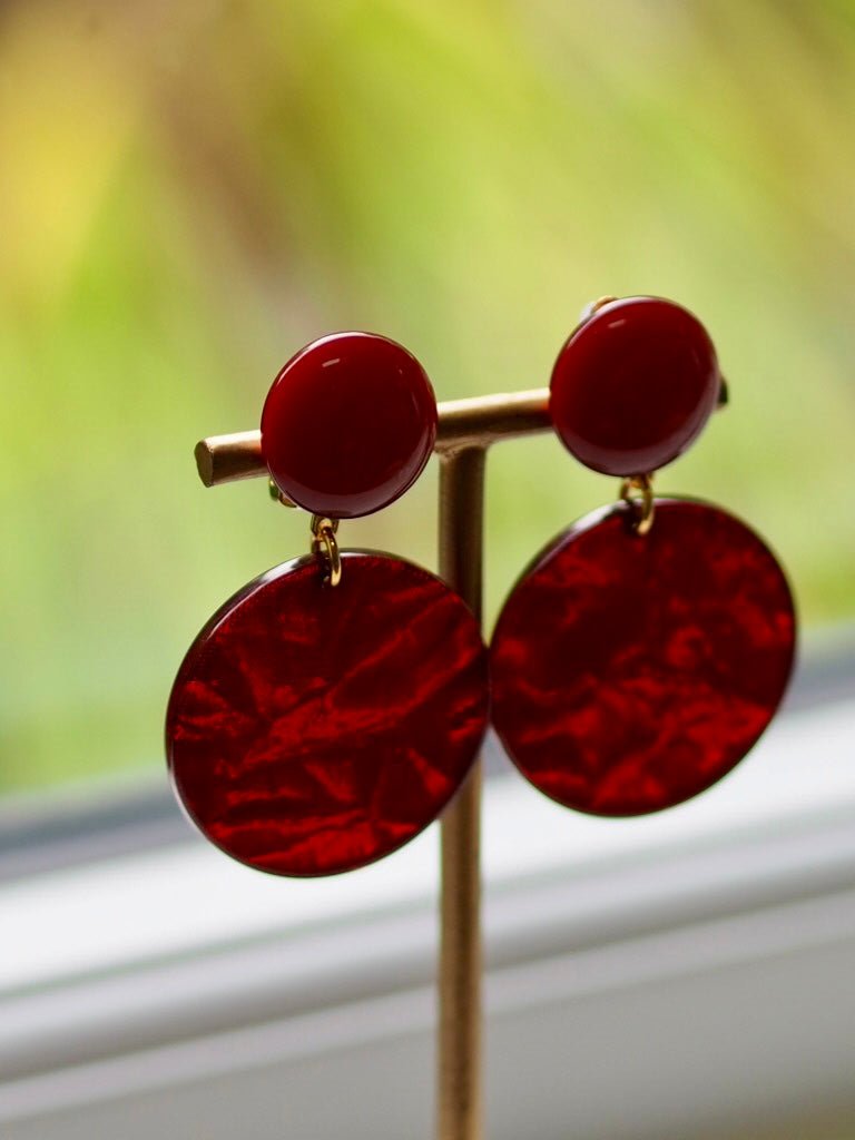 mini glitter red round clip on earrings - Natalia Willmott