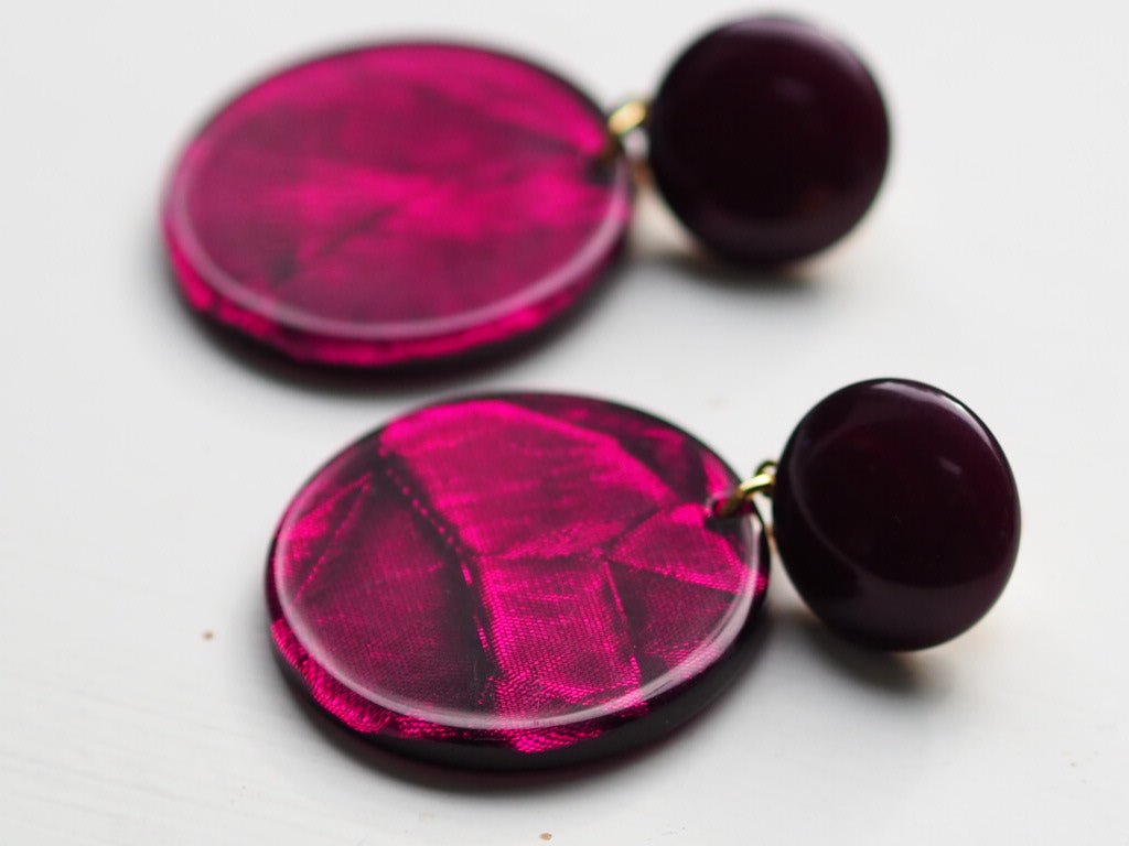 mini glitter wine round clip on earrings - Natalia Willmott