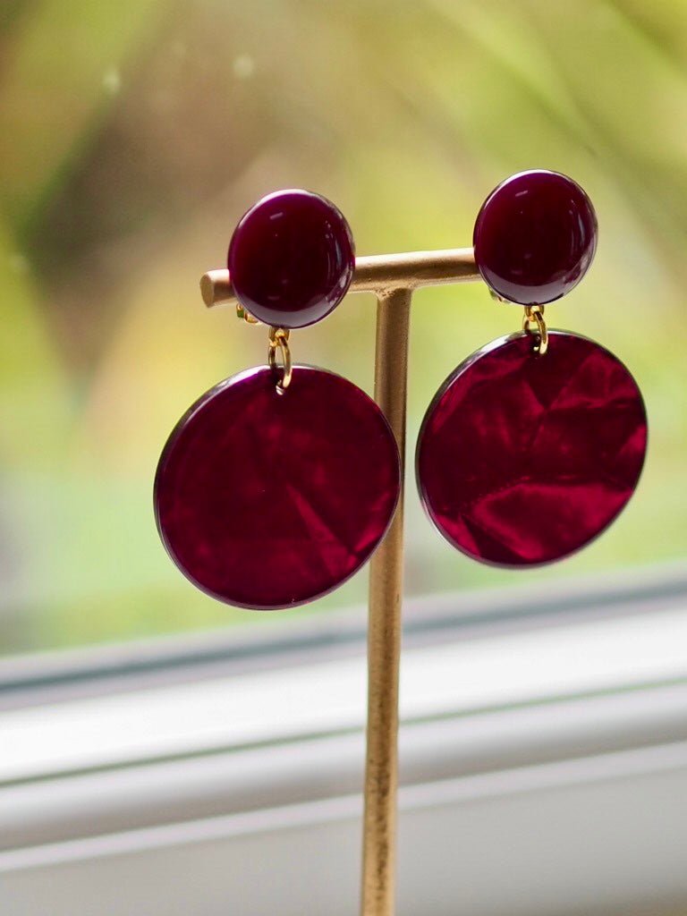 mini glitter wine round clip on earrings - Natalia Willmott