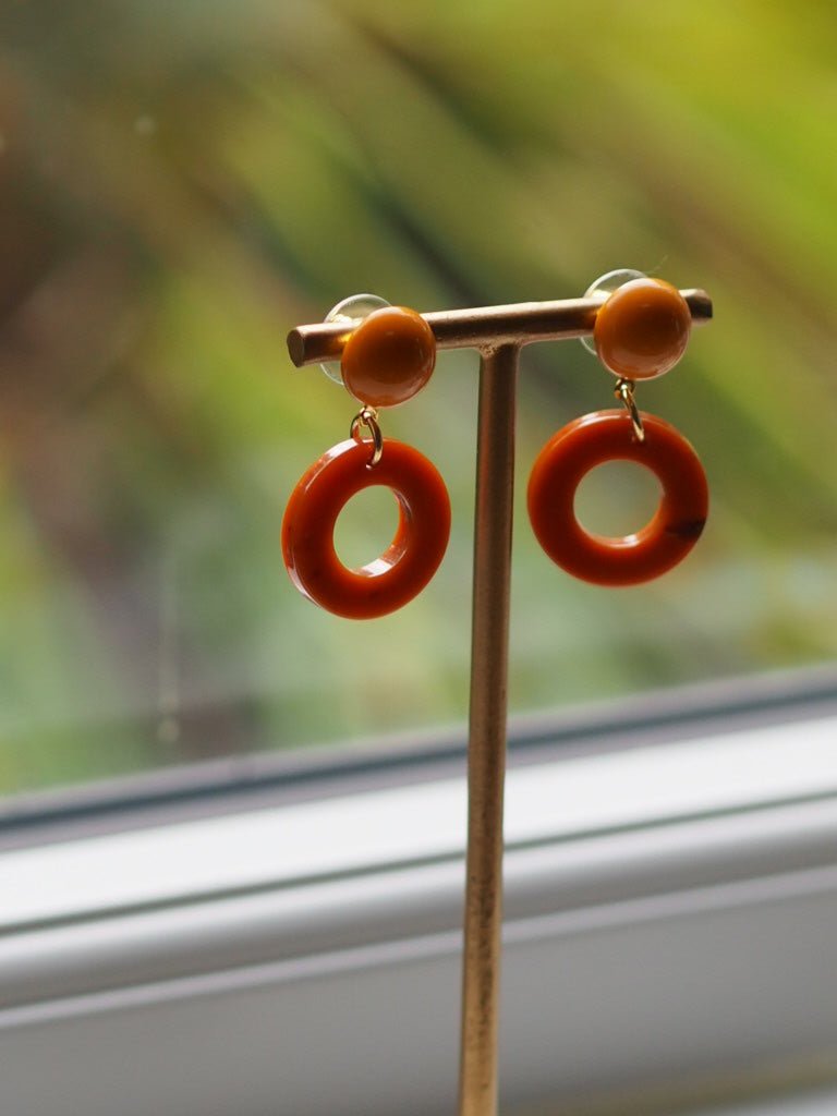 mini hoop caramel round earrings - Natalia Willmott