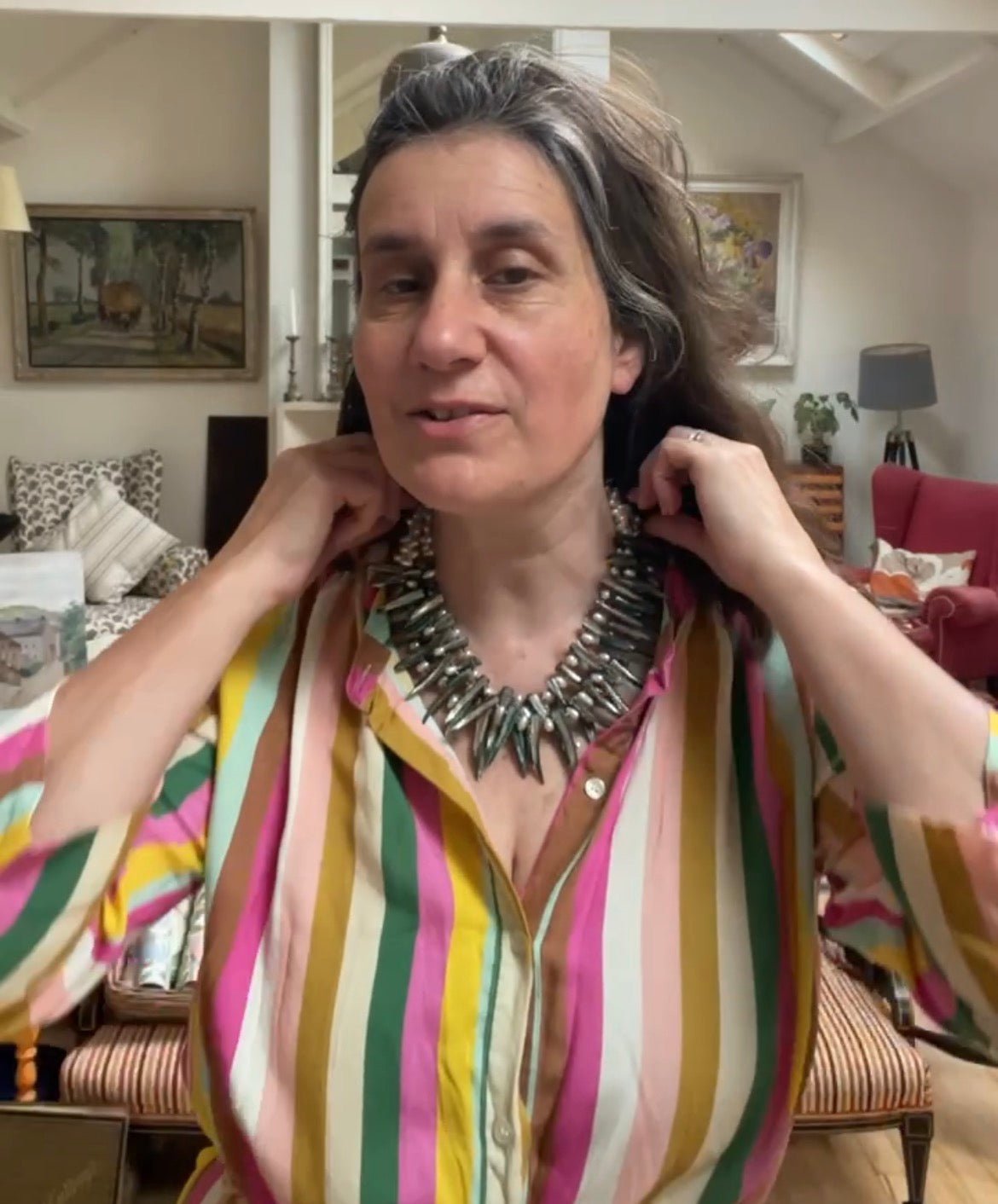 Mother of Pearl and freshwater pearls and three strand necklace - Natalia Willmott
