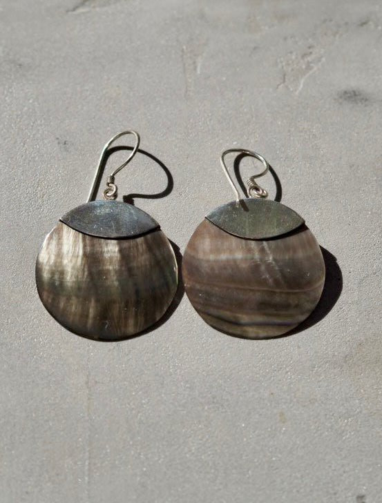 Mother of pearl circular drop earrings - Natalia Willmott