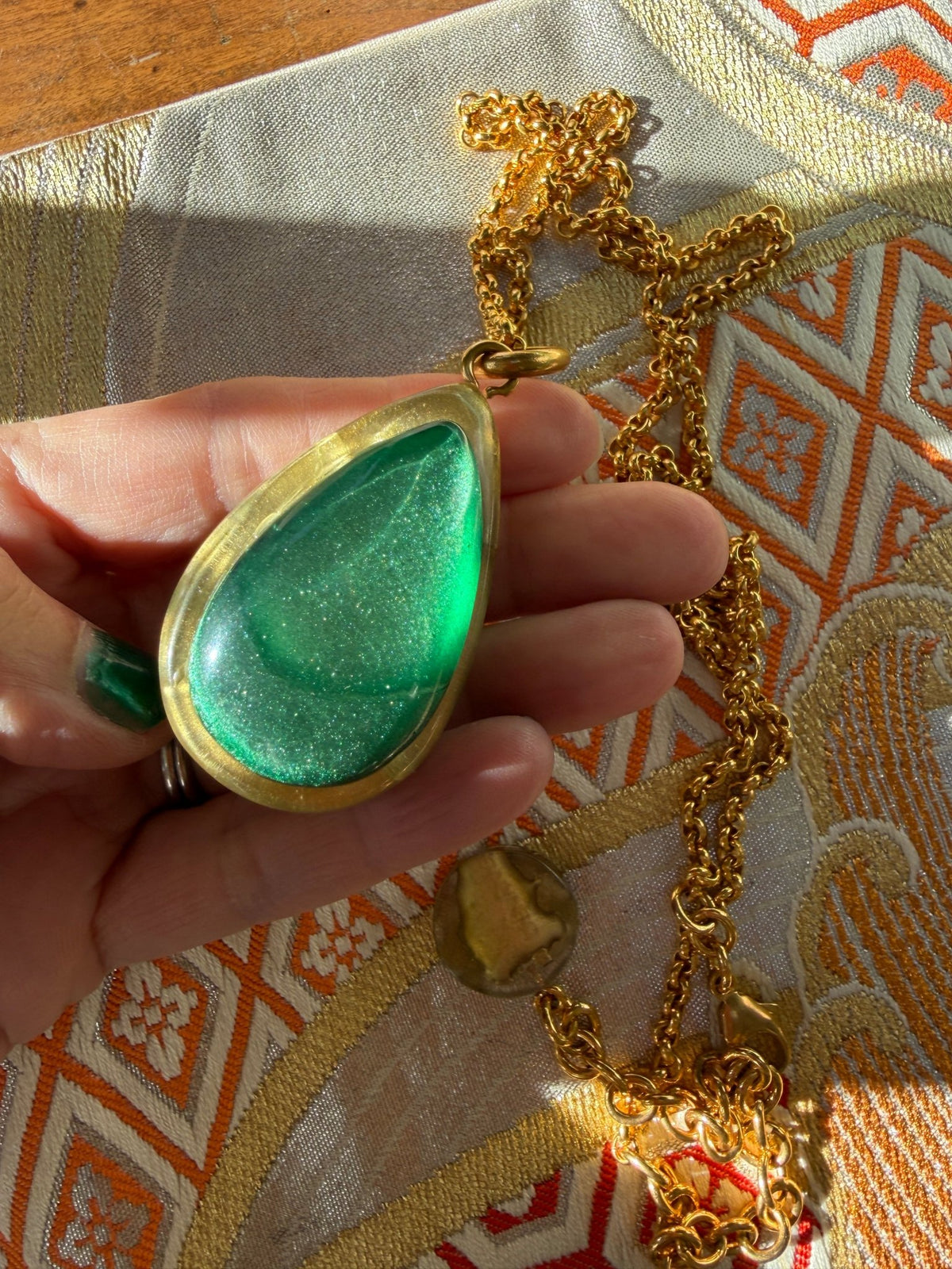 Necklace "fedora" multi green by Dominique Denaive - Natalia Willmott
