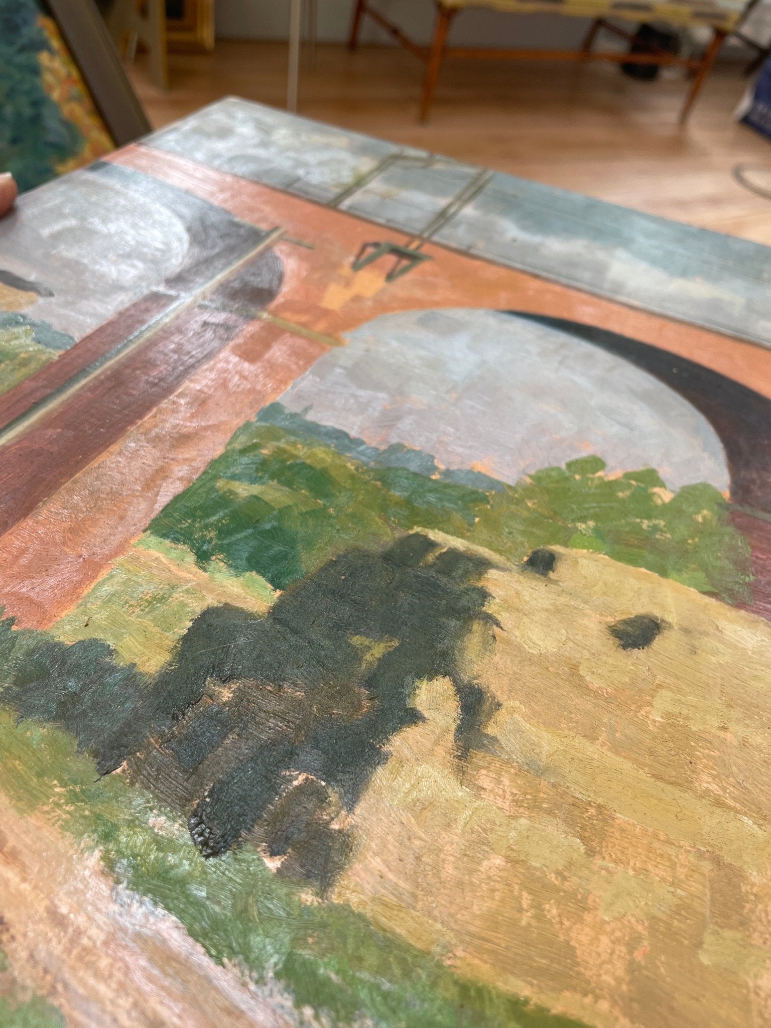 Oil painting bridge by C.J Gregory - Natalia Willmott