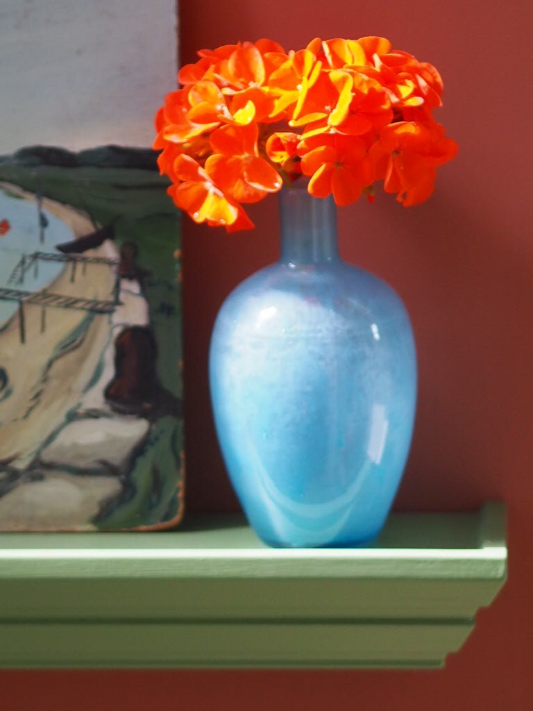 Opaline Gorgeous Art deco blue vase Delvaux - Natalia Willmott