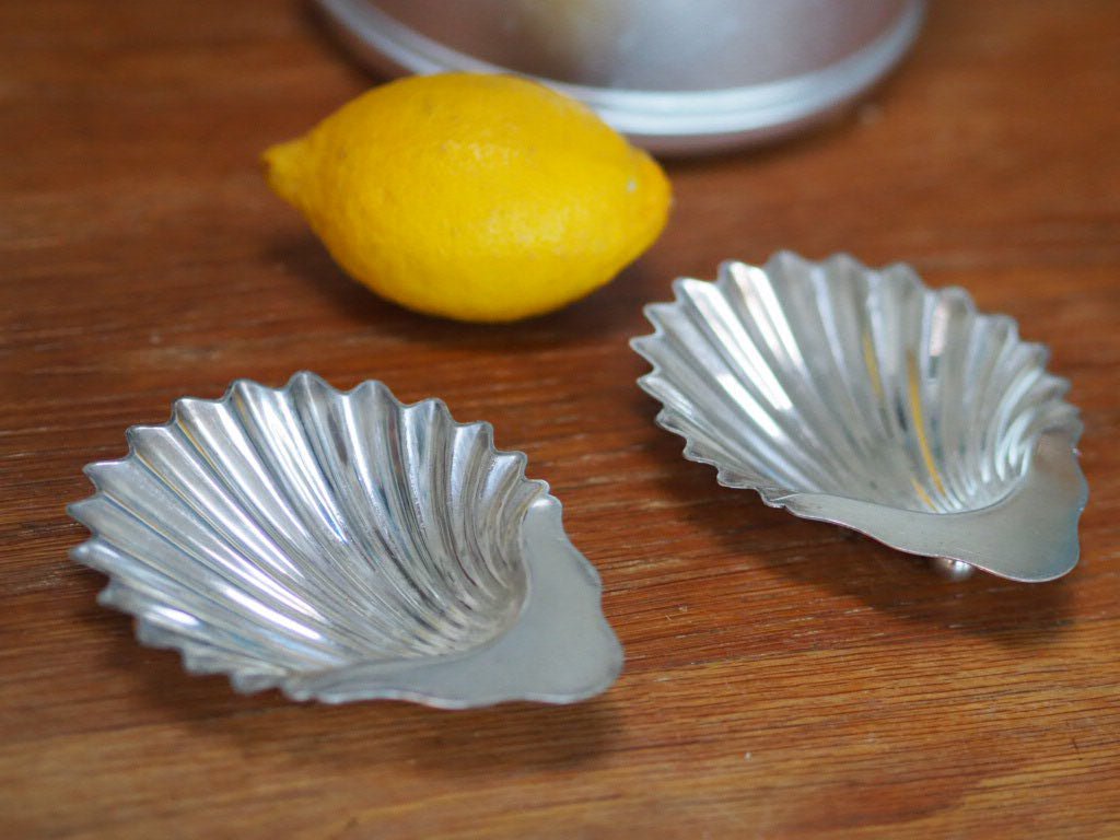 Pair of antique silver plate scallop butter dishes - Natalia Willmott