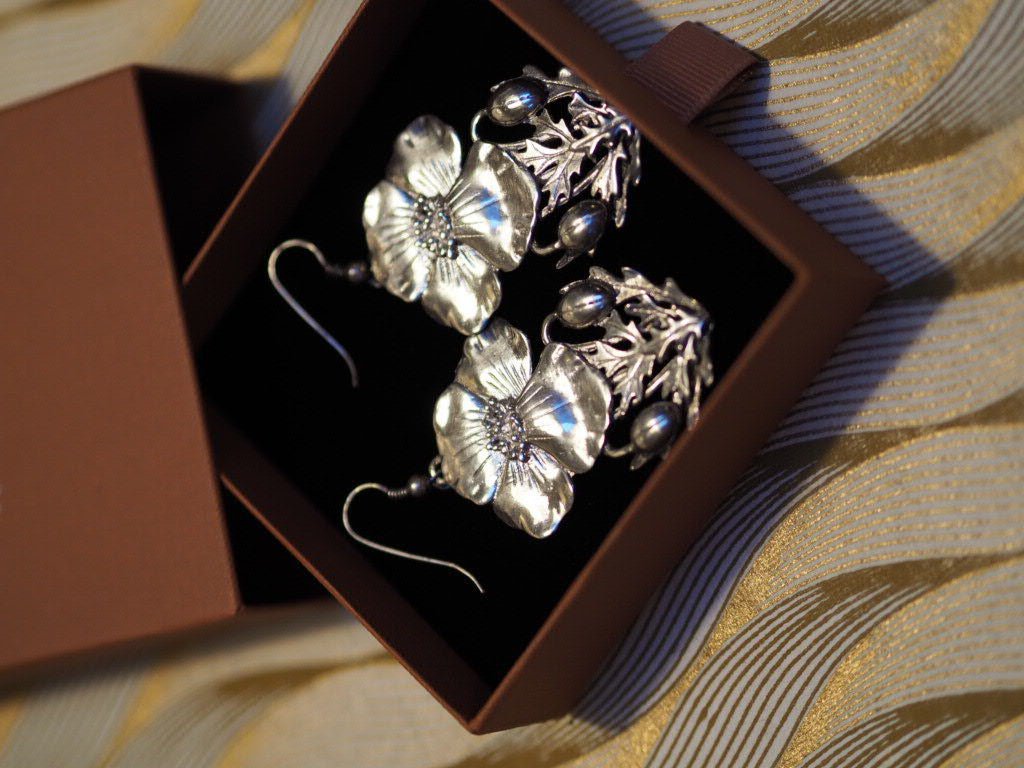 Poppies silver plated pewter earrings by MASJ - Natalia Willmott