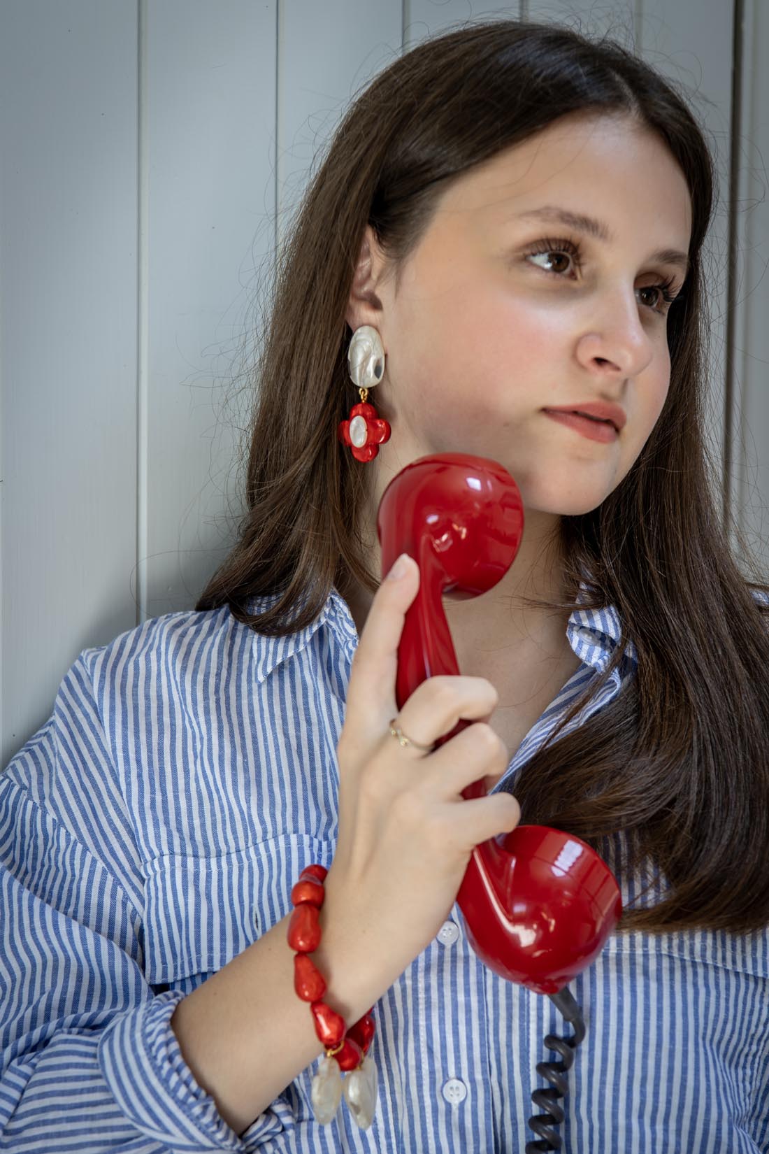 post earrings "Flower”Coral - Natalia Willmott