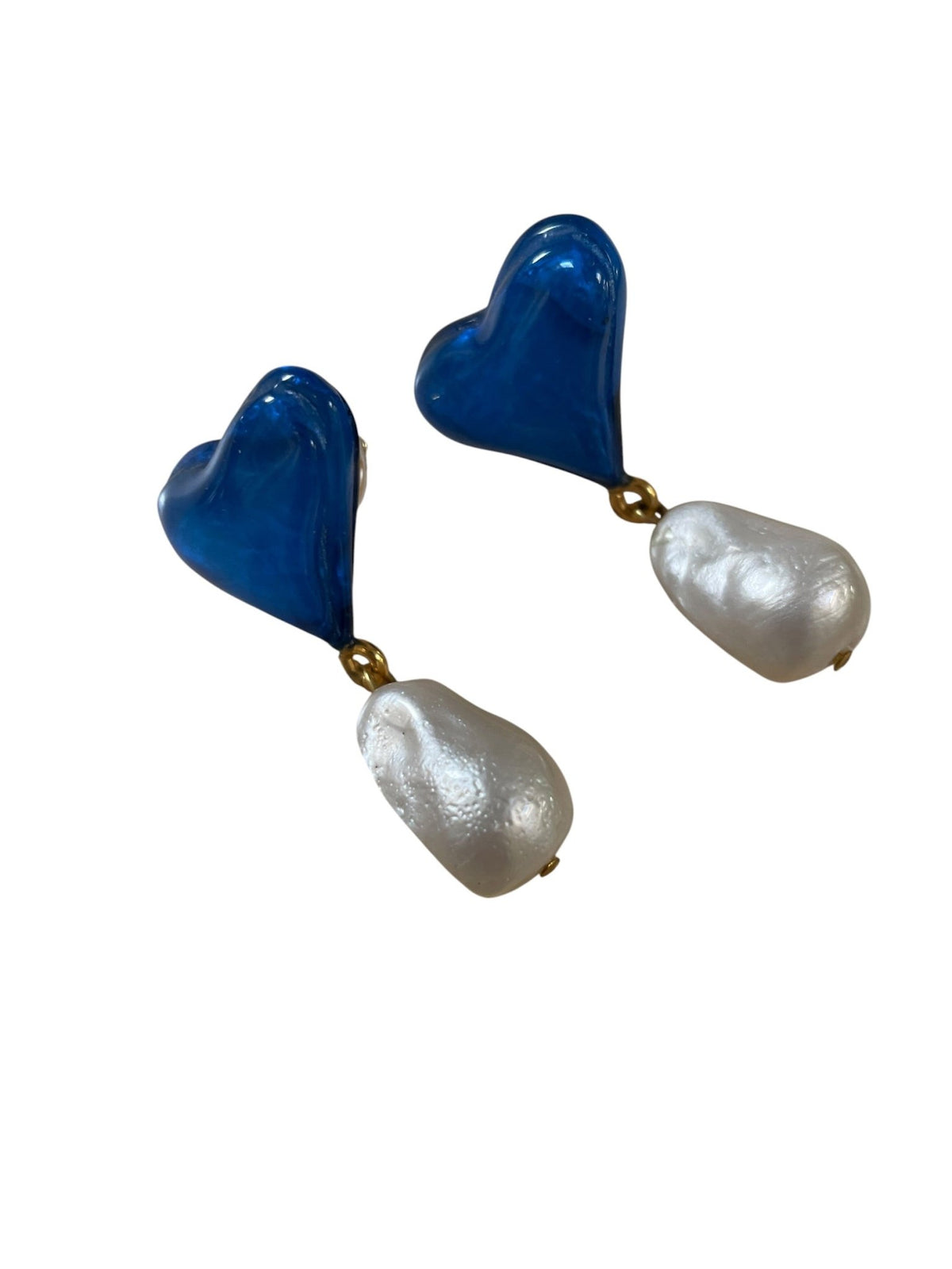 post earrings "Richarde” heart blue - Natalia Willmott