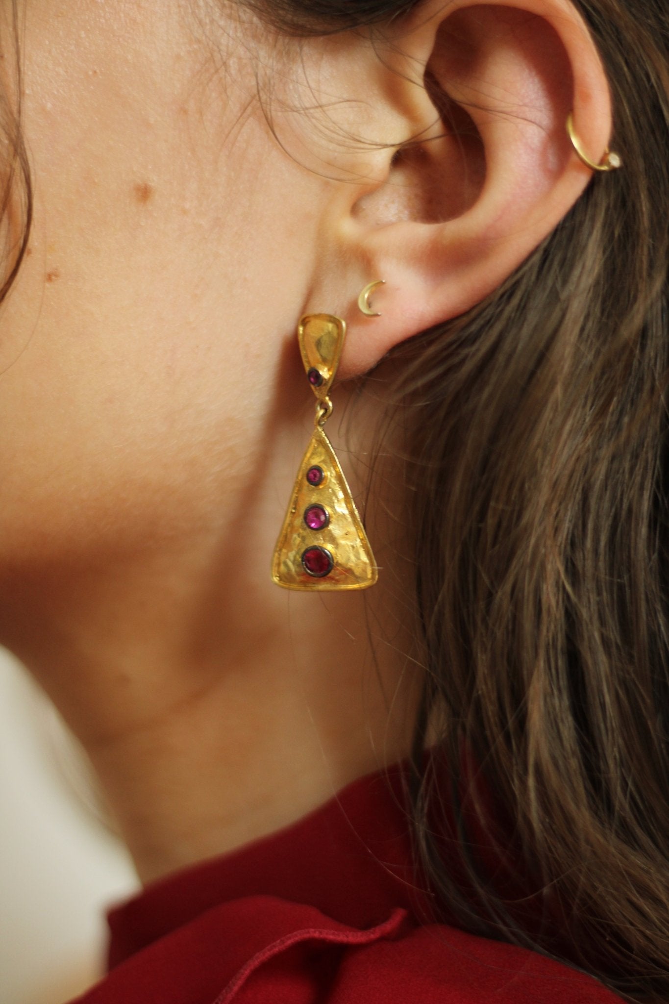 Red zirconia drop earrings - Natalia Willmott