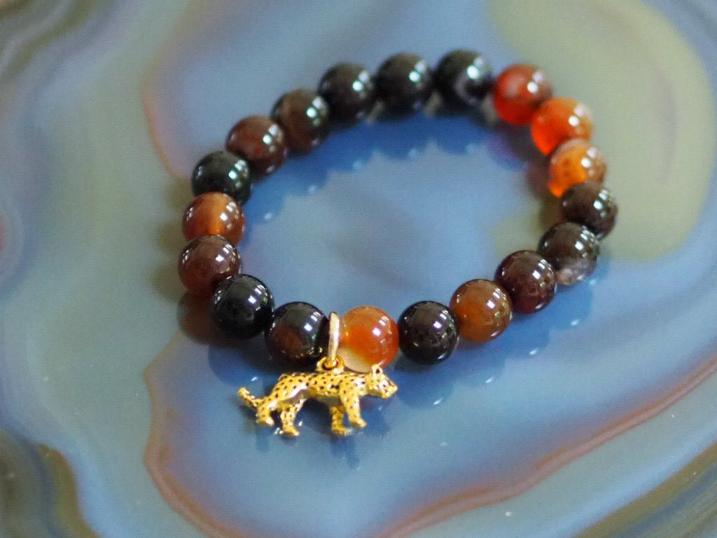 Semi precious elasticated leopard bracelet - Natalia Willmott