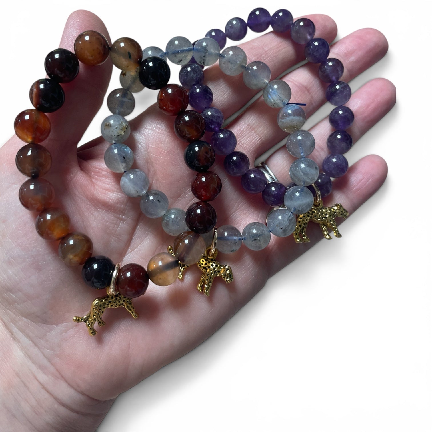 Semi precious elasticated leopard bracelet - Natalia Willmott
