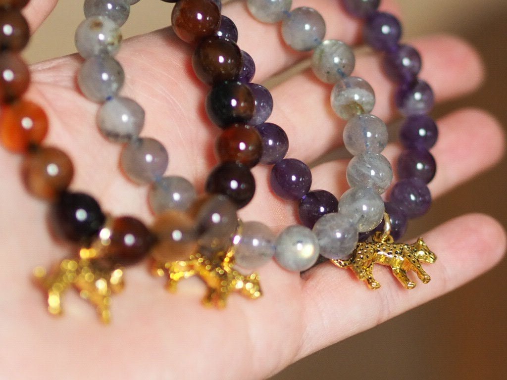 Semi precious elasticated leopard bracelet - Natalia Willmott