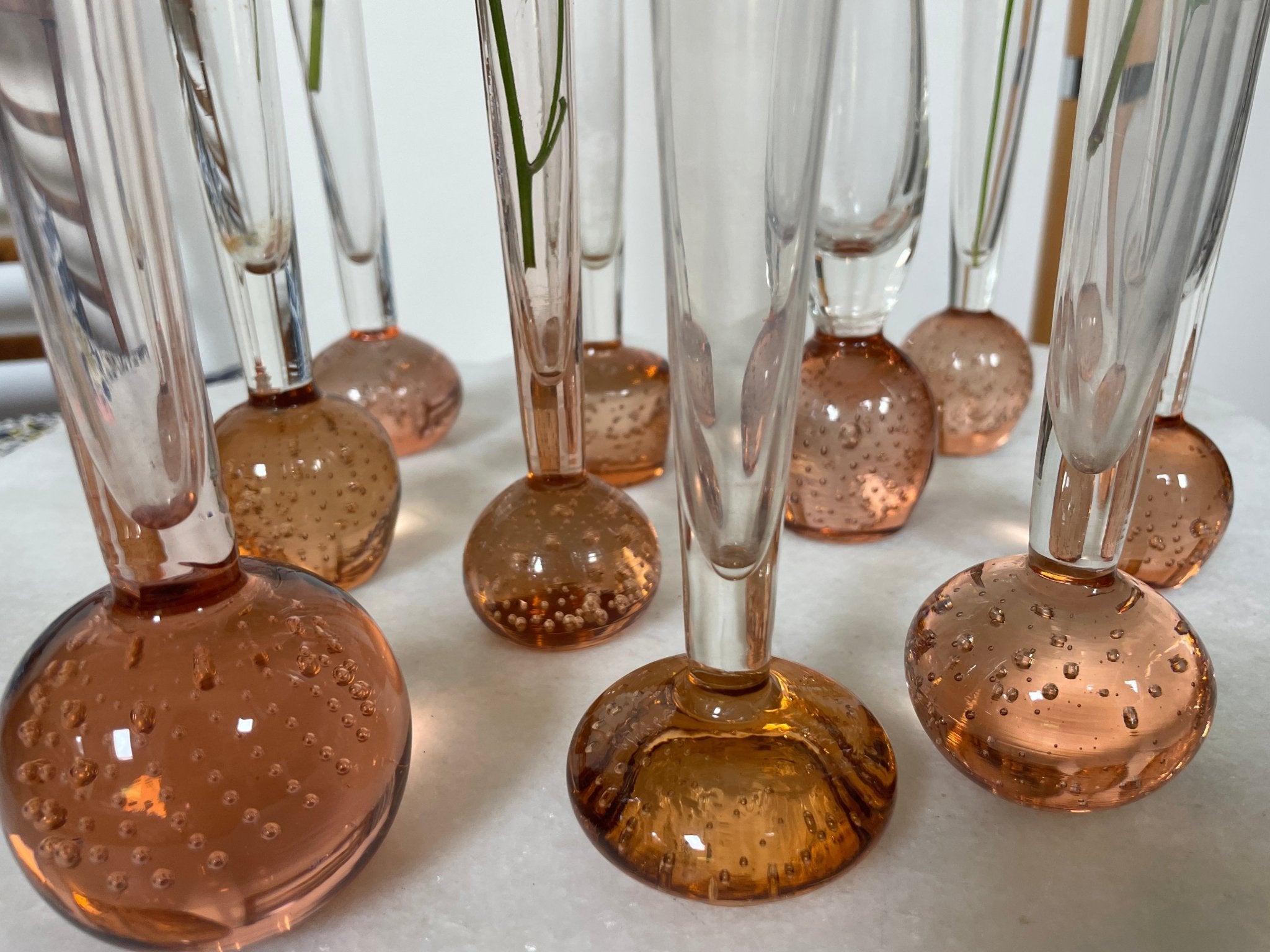 Set of 10 mid century bud glass vases - Natalia Willmott