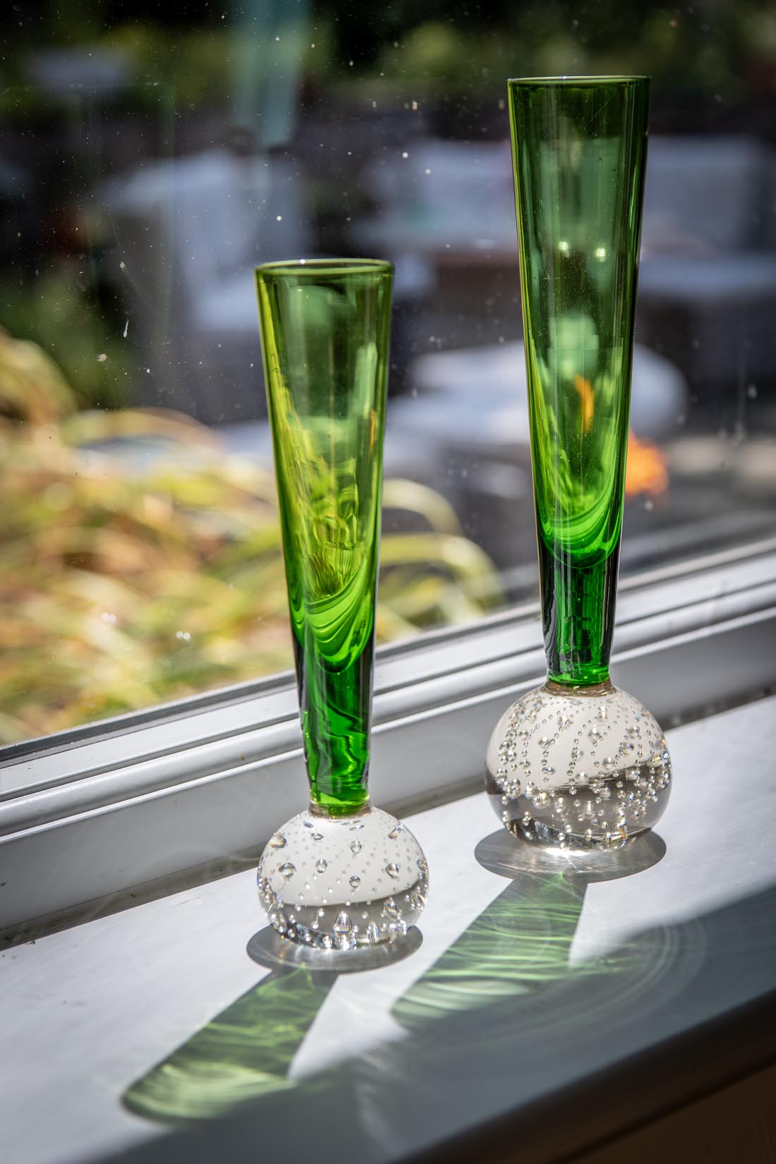 Set of 2 green mid-century bud vases - Natalia Willmott