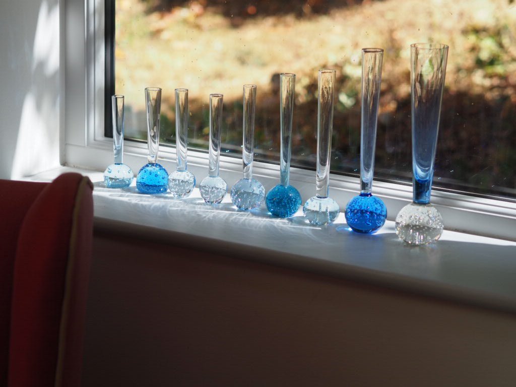 Set of 9 mid century bud glass vases - Natalia Willmott
