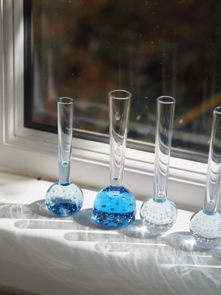Set of 9 mid century bud glass vases - Natalia Willmott