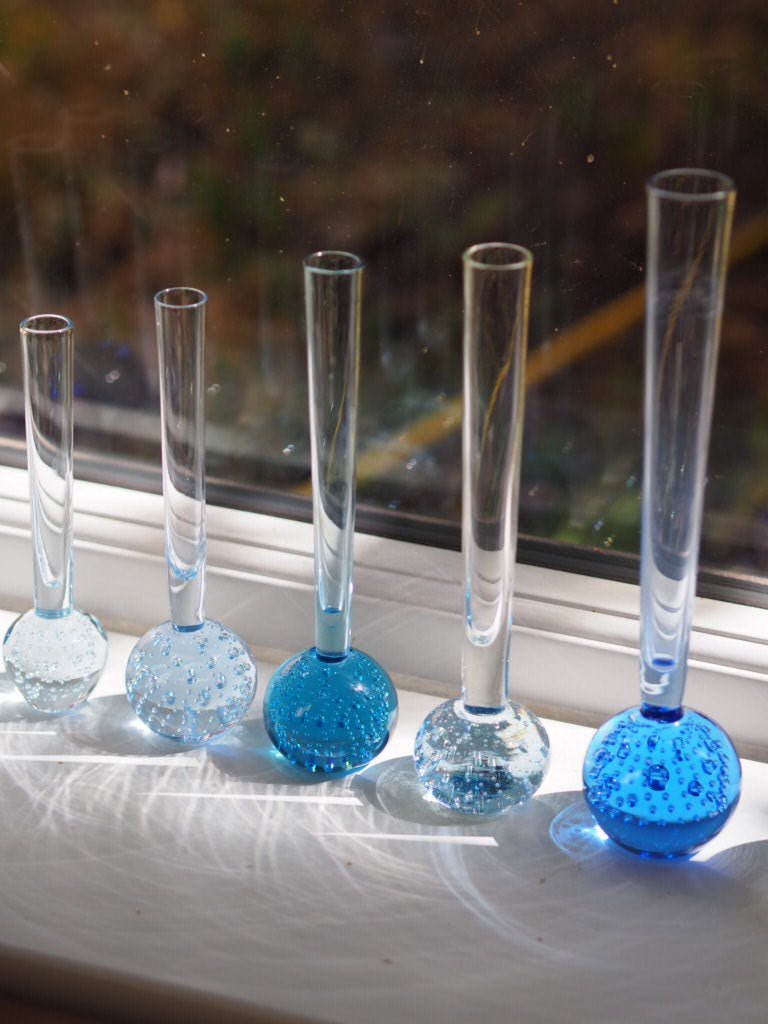 Set of 9 mid century bud glass vases - Natalia Willmott