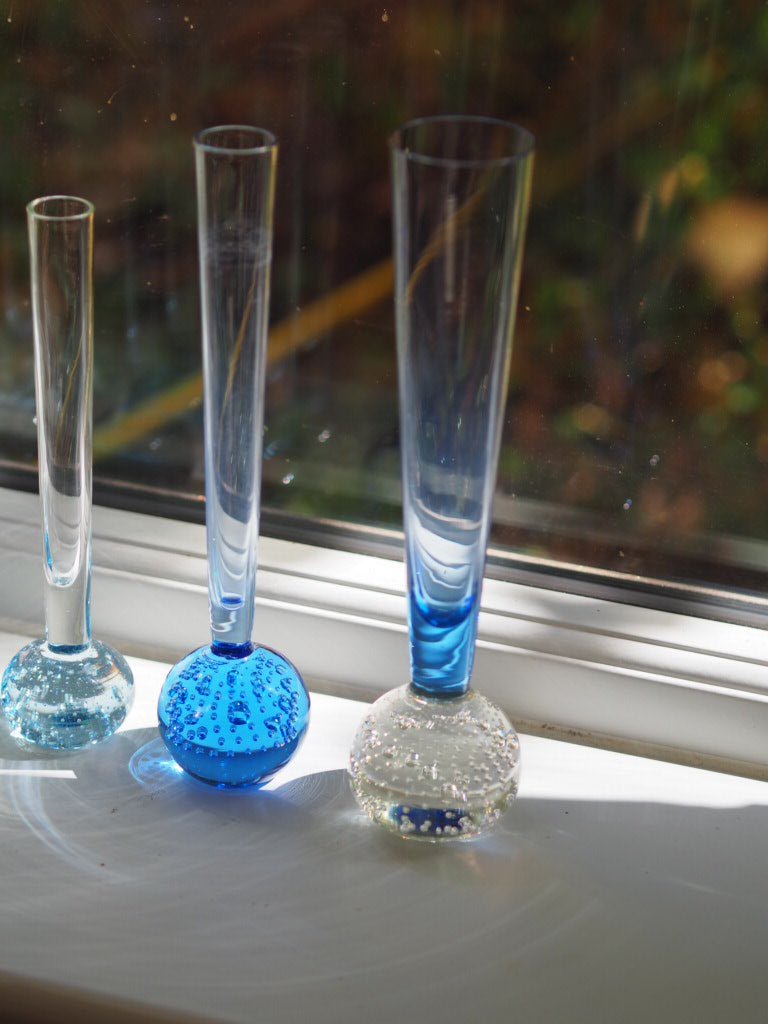 Set of 9 mid century bud glass vases - Natalia Willmott