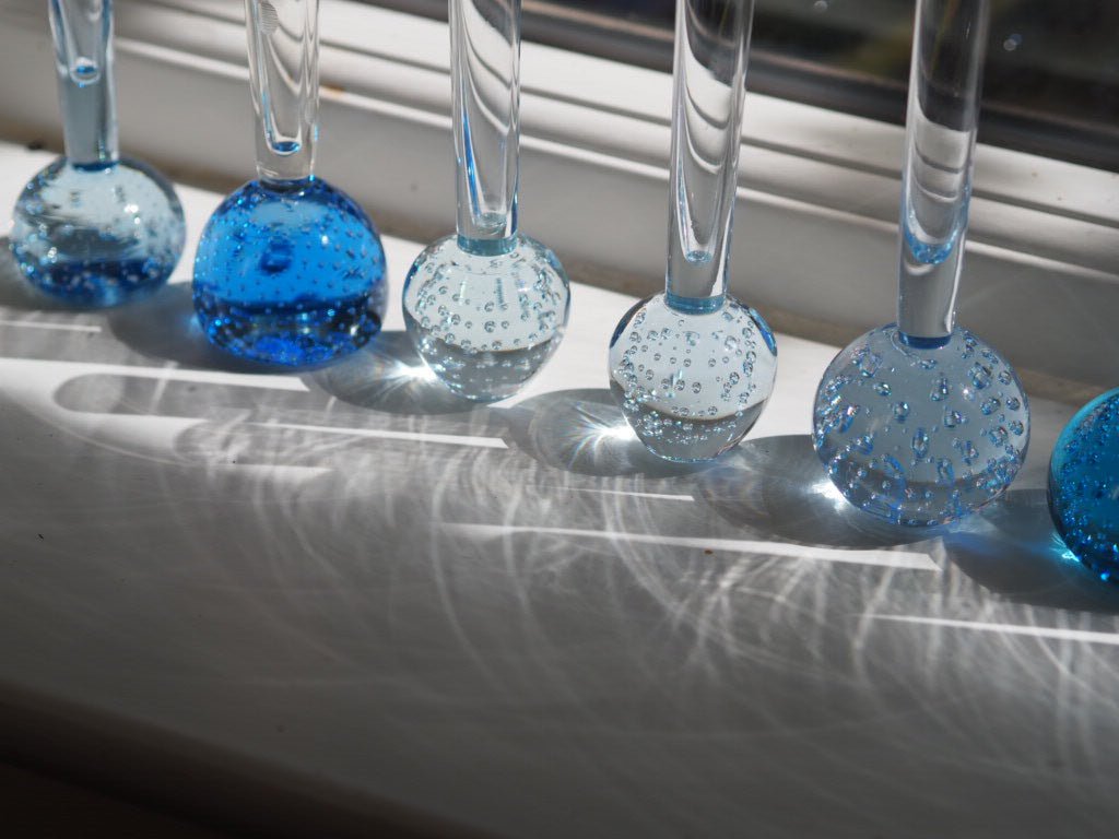 Set of 9 mid century bud glass vases - Natalia Willmott