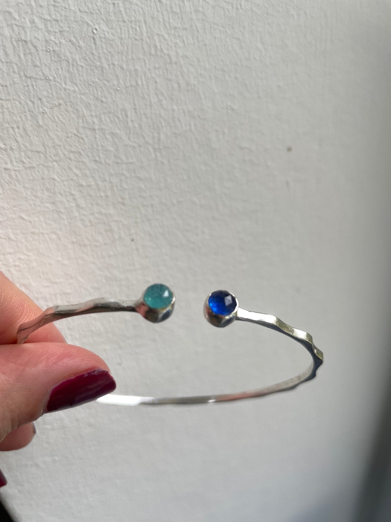 Silver bangle with semi precious stones - Natalia Willmott