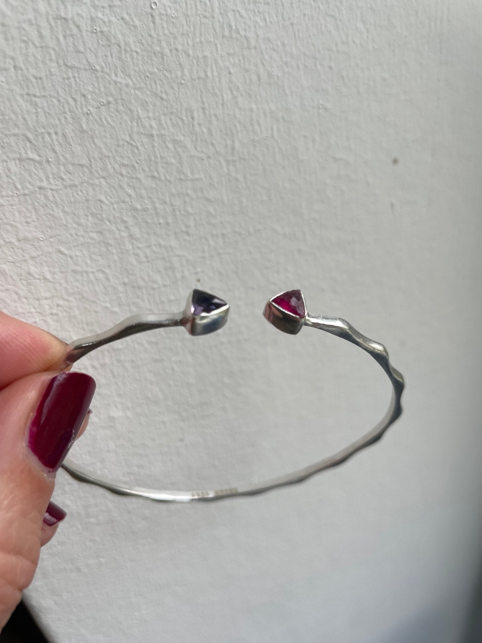 Silver bangle with semi precious stones - Natalia Willmott