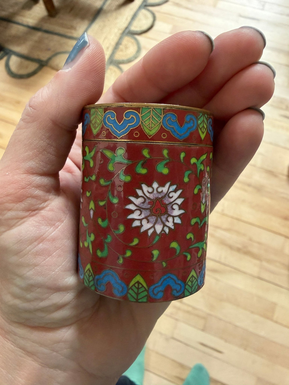 small vintage dark red cloisonné box - Natalia Willmott