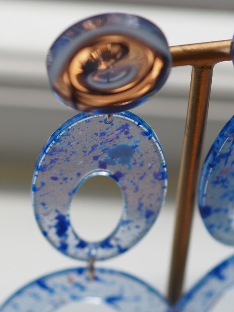 Splatter blue clip on earrings - Natalia Willmott