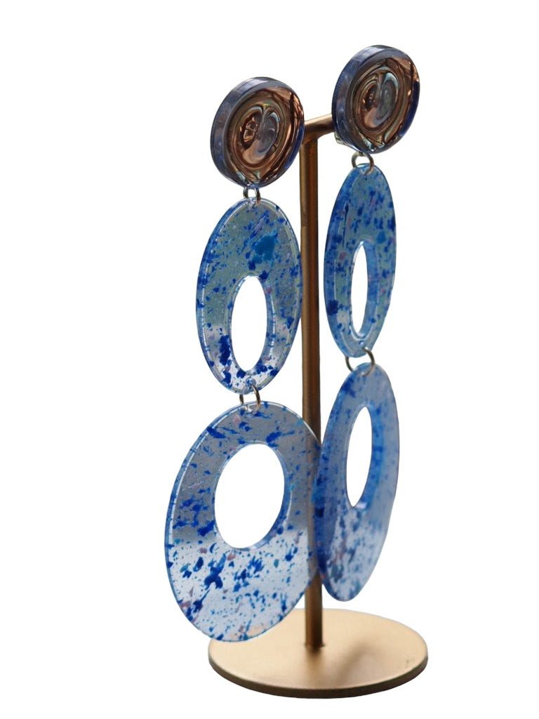 Splatter blue clip on earrings - Natalia Willmott