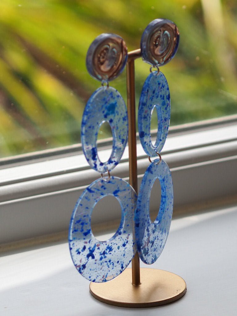 Splatter blue clip on earrings - Natalia Willmott