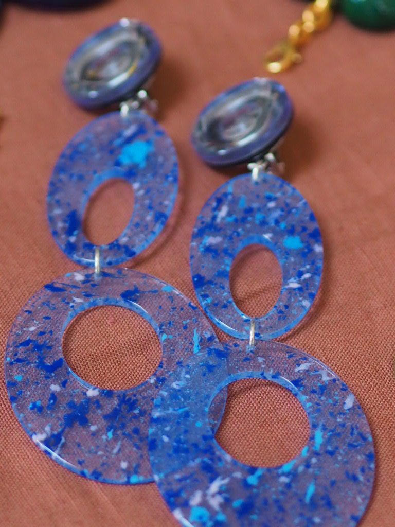 Splatter blue clip on earrings - Natalia Willmott