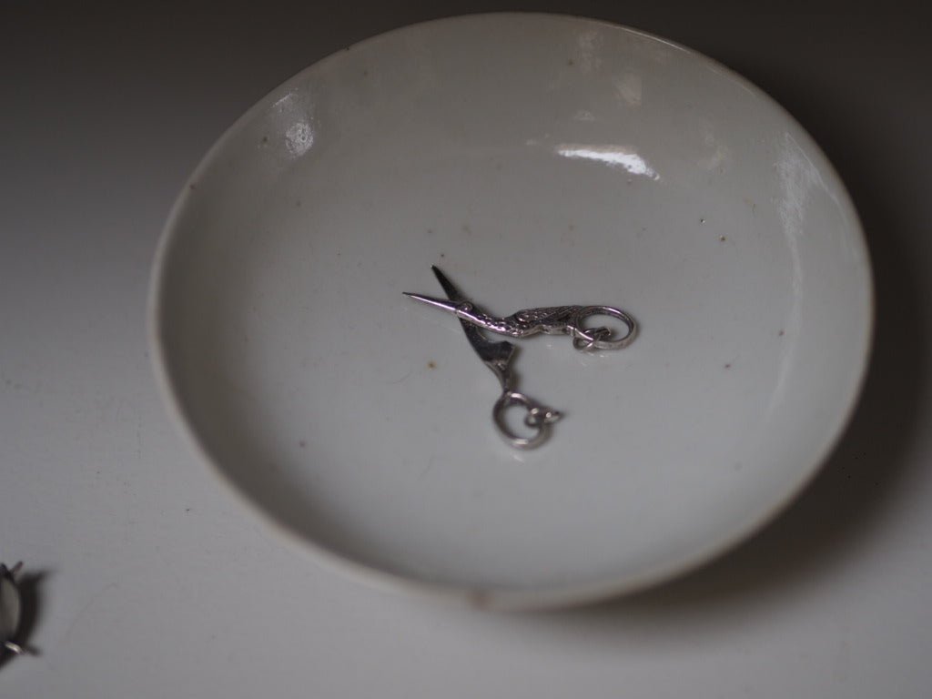Stork scissors vintage silver charm - Natalia Willmott