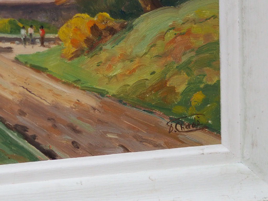 The walk vintage oil painting on board by Florent Chadé - Natalia Willmott